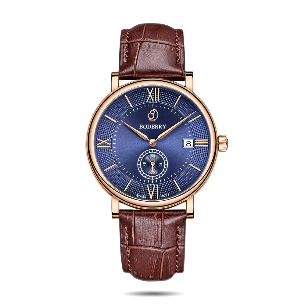 ELEGANT - Swiss Quartz Movement Watch | Rose Gold & Blue Dial
