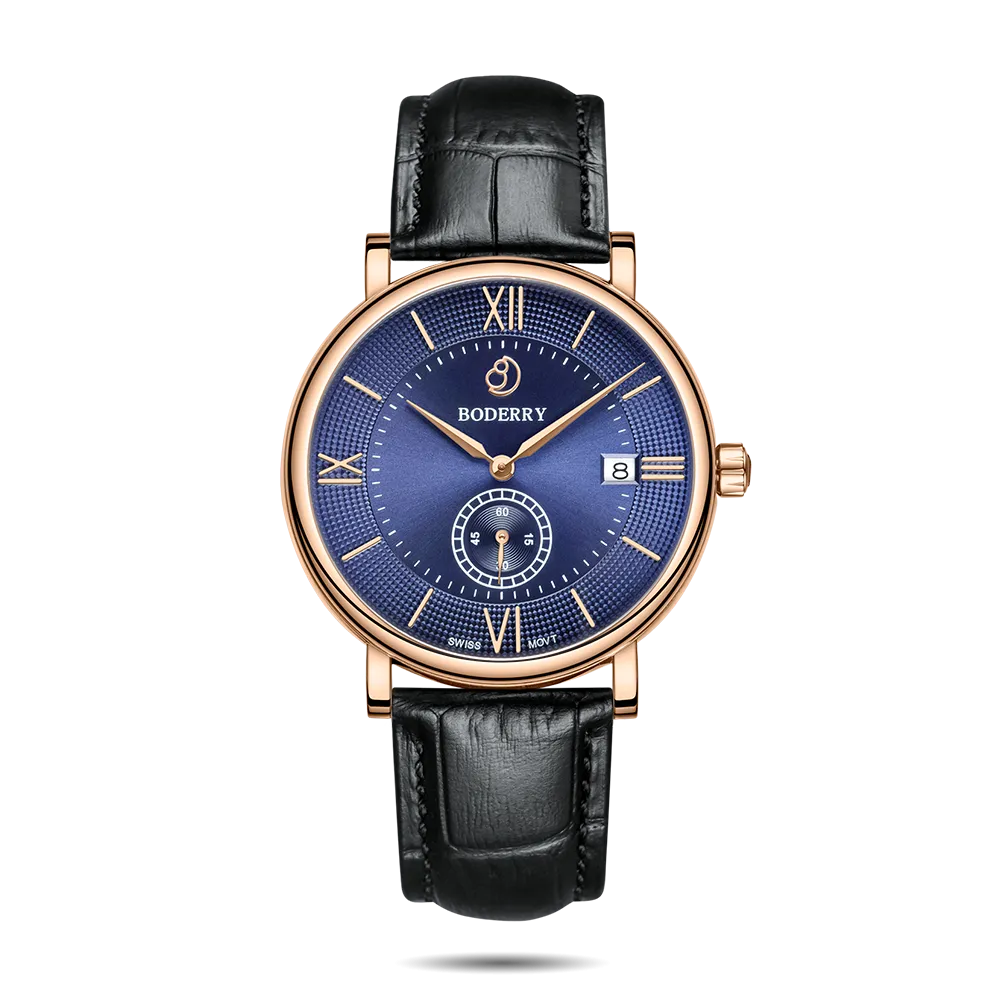 ELEGANT - Swiss Quartz Movement Watch | Rose Gold & Blue Dial