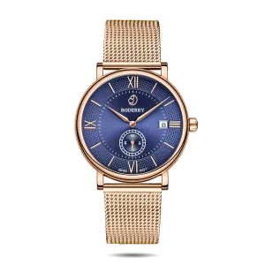 ELEGANT - Swiss Quartz Movement Watch | Rose Gold & Blue Dial