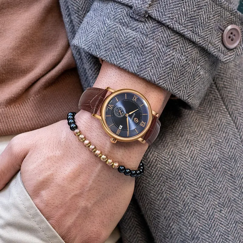 ELEGANT - Swiss Quartz Movement Watch | Rose Gold & Blue Dial
