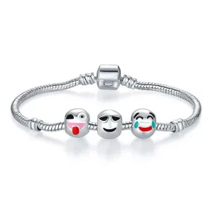 Emoji Charm Bracelets in White Gold Plated