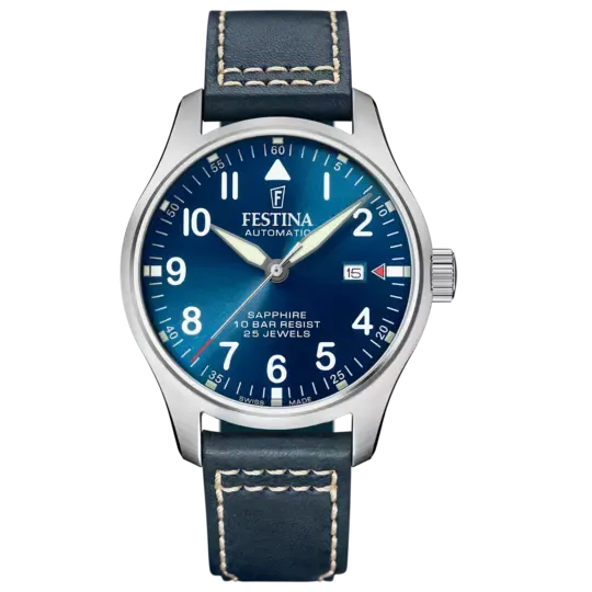 Festina  Automatic Gents Blue Dial with Blue Leather Strap Watch