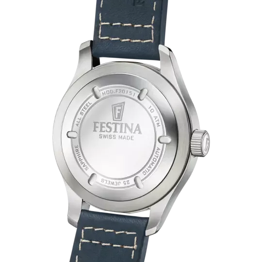 Festina  Automatic Gents Blue Dial with Blue Leather Strap Watch