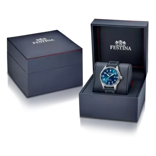 Festina  Automatic Gents Blue Dial with Blue Leather Strap Watch