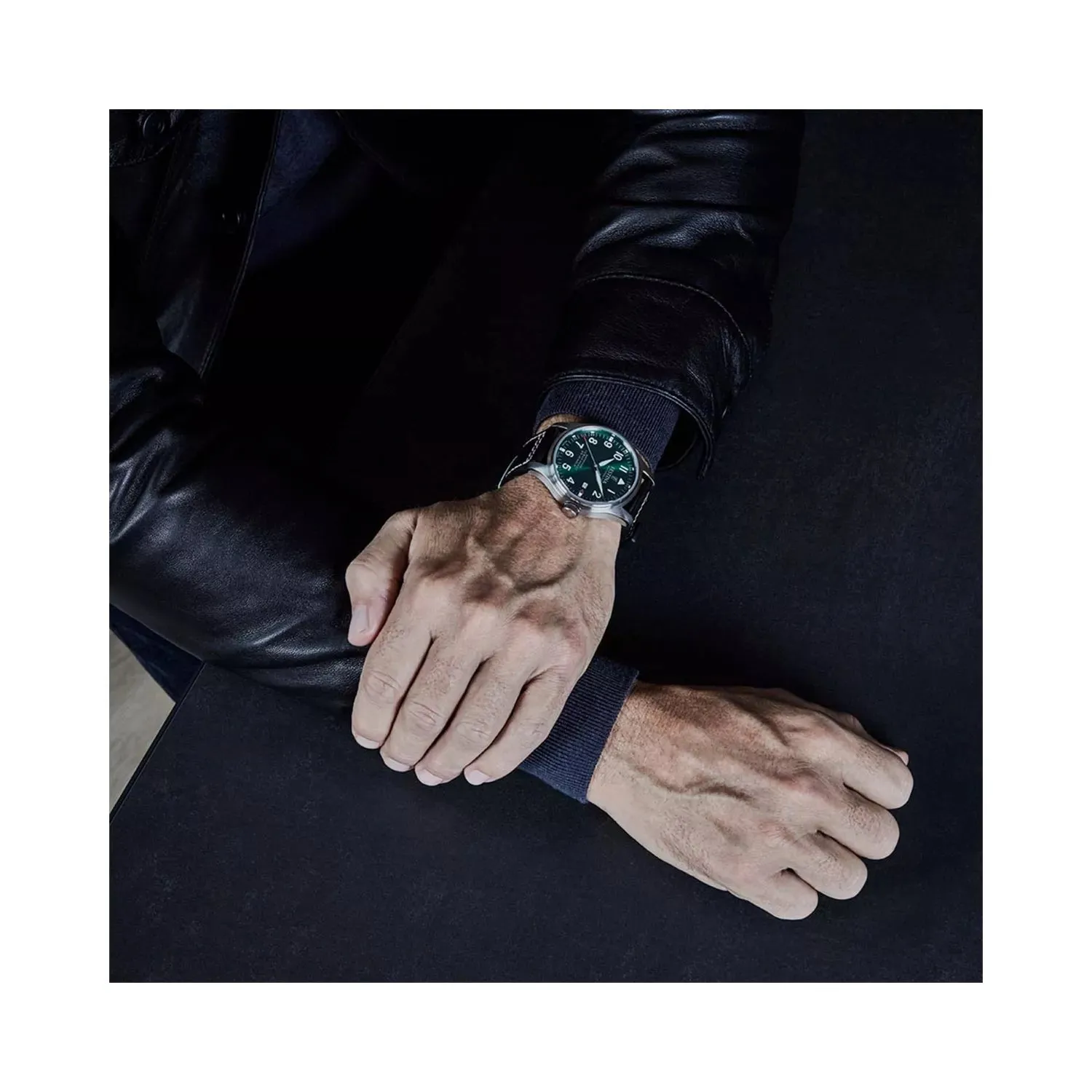 Festina  F20151/2 Gents Automatic Green Dial Black Leather Strap Watch