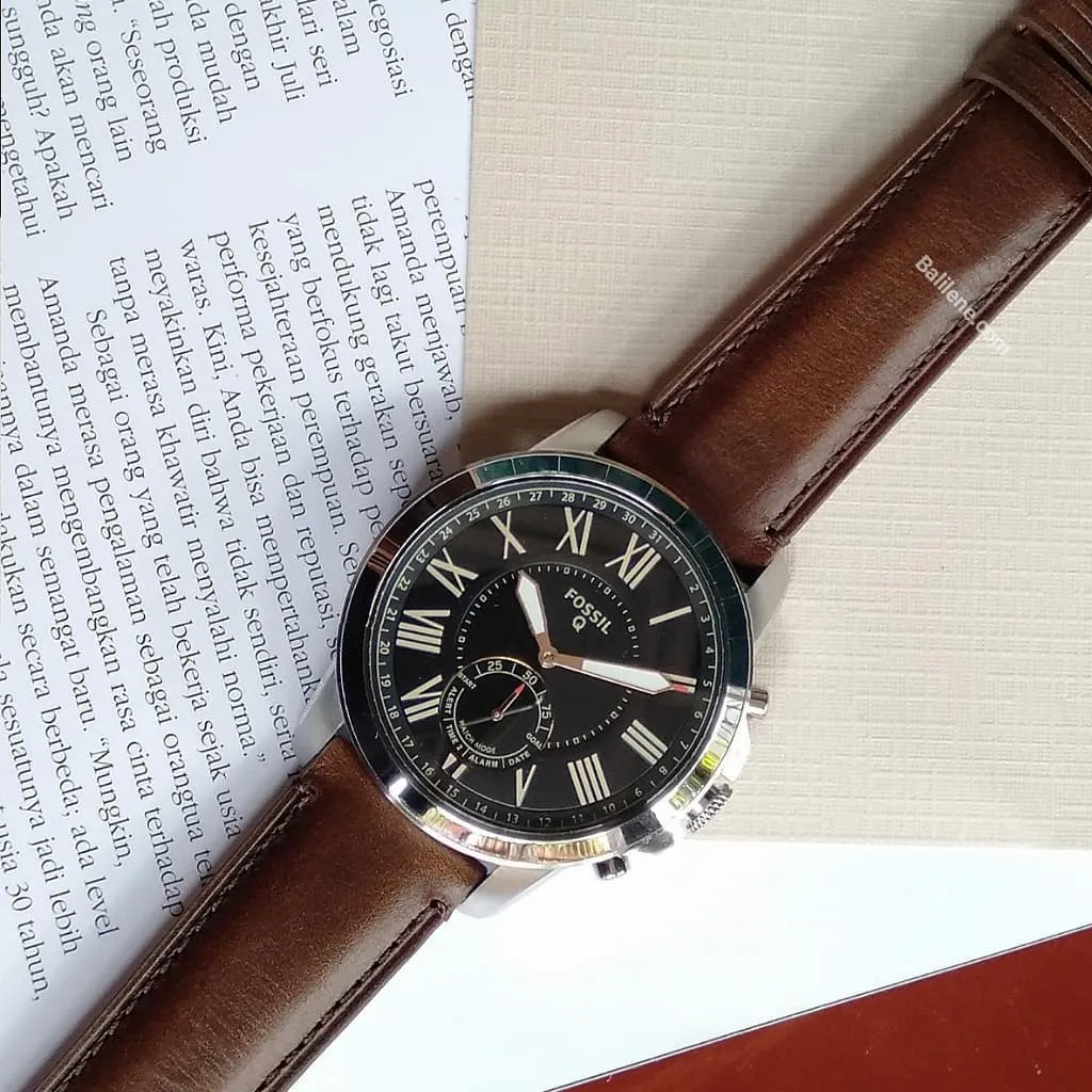 Fossil Ftw1156 Q Grant Hybrid Smartwatch Leather Strap Brown