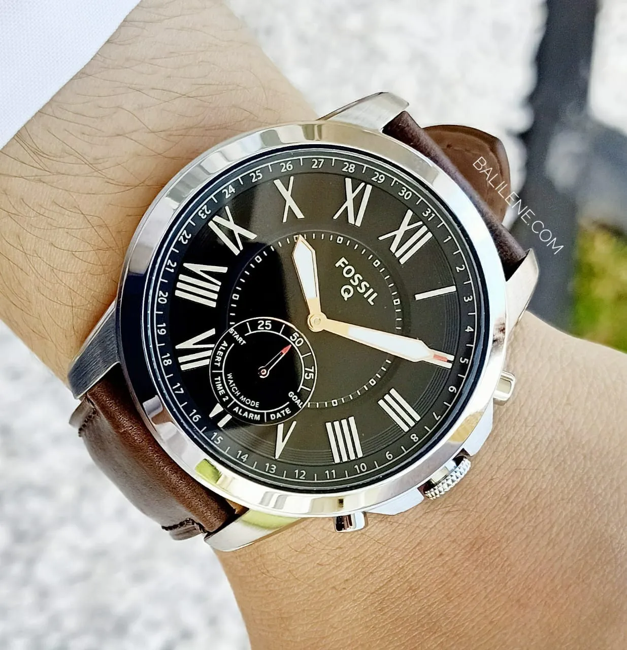 Fossil Ftw1156 Q Grant Hybrid Smartwatch Leather Strap Brown