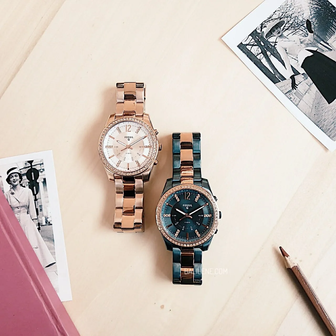 Fossil FTW5017 Hybrid Smartwatch Q Scarlette Two Tone Blue-Rose Gold Watch