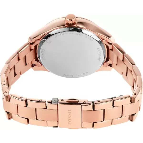 Fossil Rye Rose Gold Stainless Steel Rose Gold Dial Automatic Watch for Ladies - BQ3754