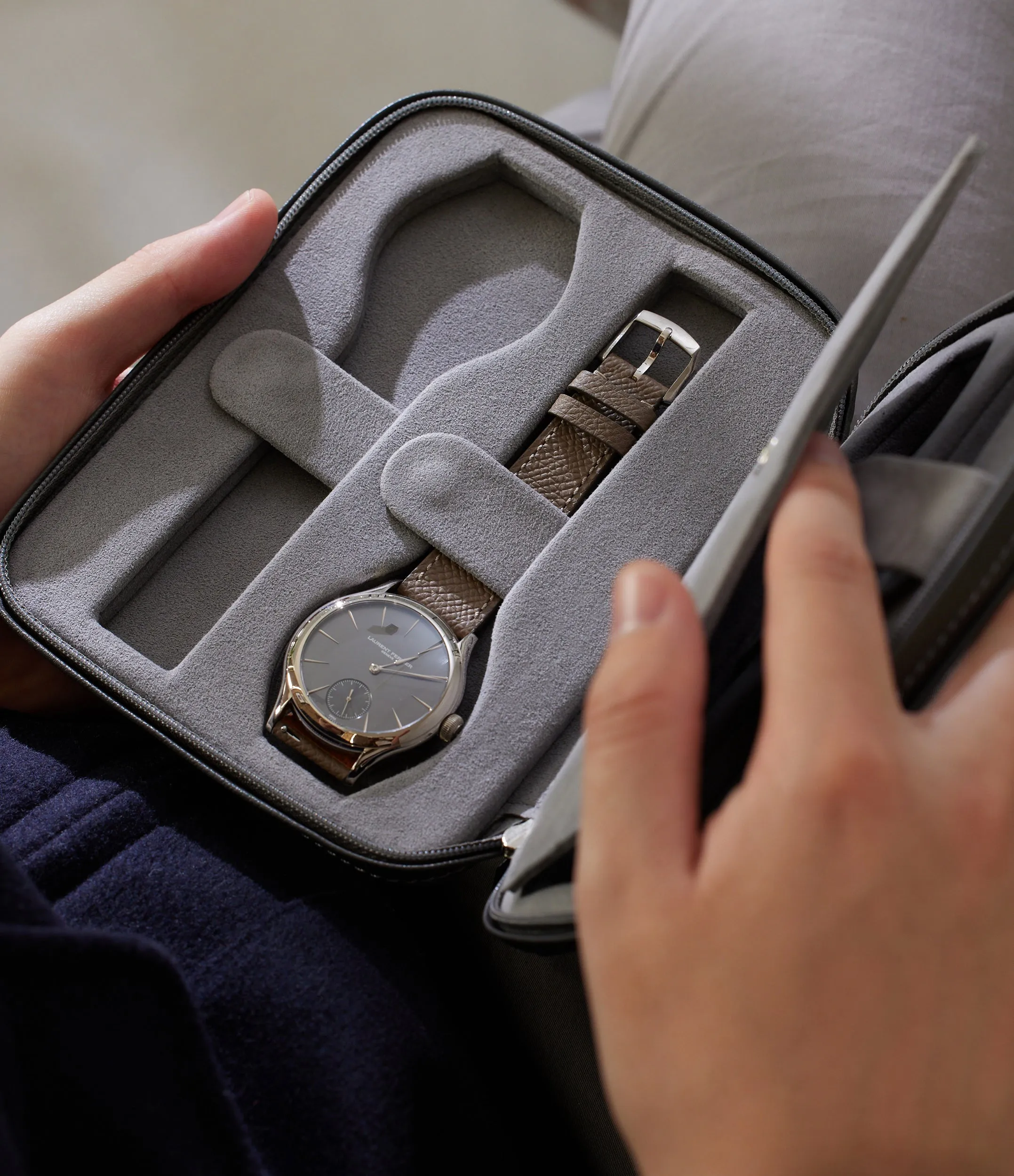 four-watch folio, saffiano