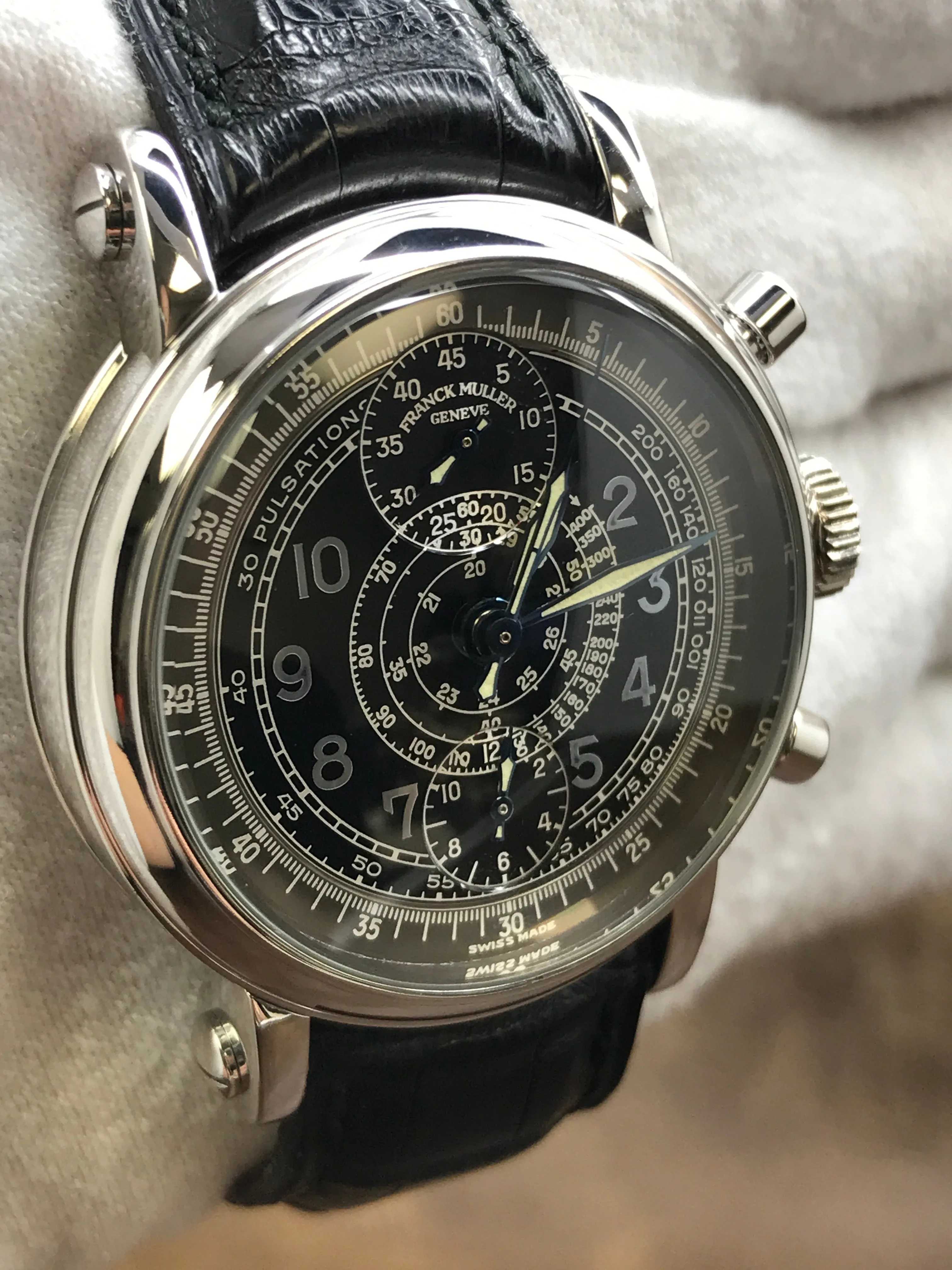 Franck Muller Pulsometer 18K WG 7000 CC S 3645 Black Dial Automatic Men's Watch