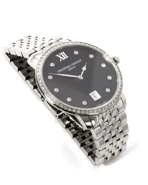 Frederique Constant Diamond Bezel & Black Face Watch 31MM