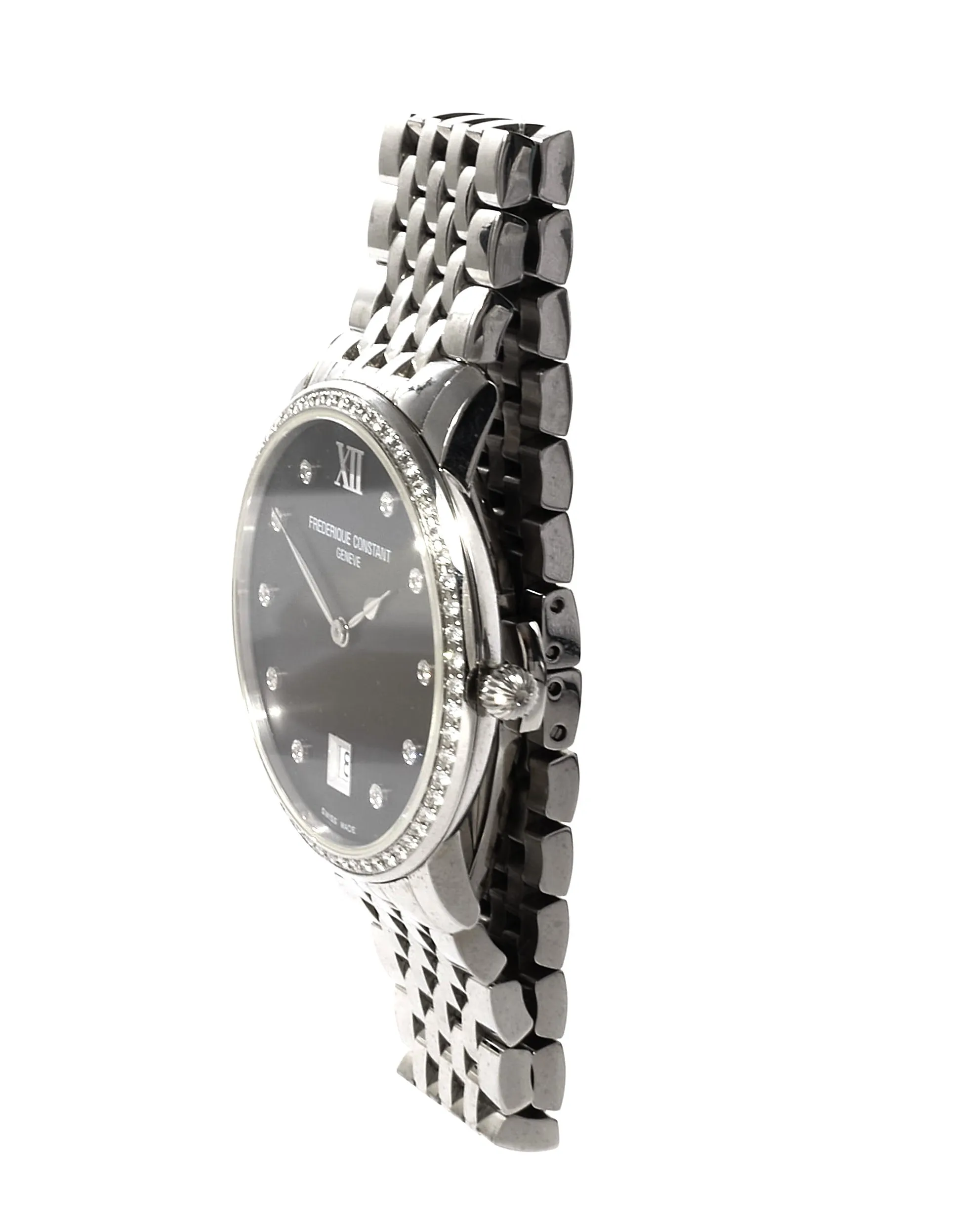 Frederique Constant Diamond Bezel & Black Face Watch 31MM