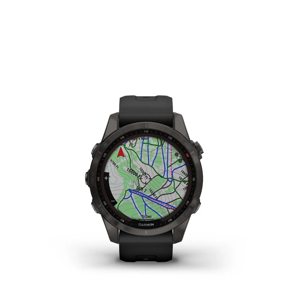 Garmin Fenix 7S Sapphire Solar (Carbon Grey DLC Titanium with Black Band)