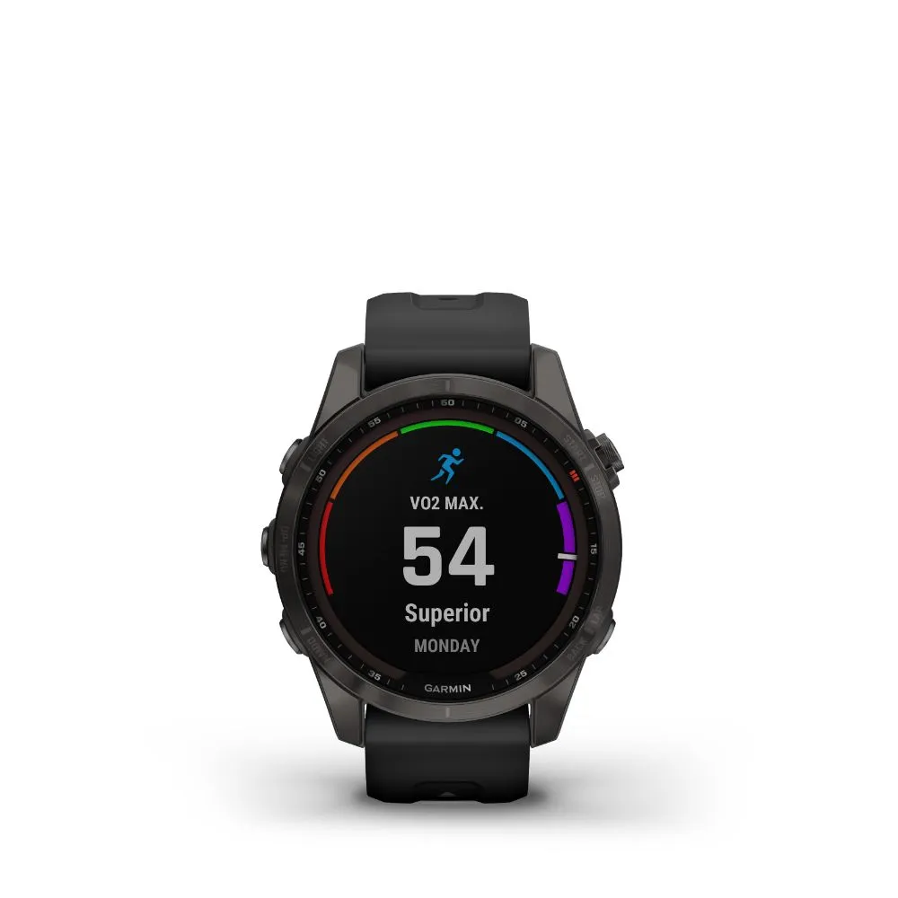 Garmin Fenix 7S Sapphire Solar (Carbon Grey DLC Titanium with Black Band)