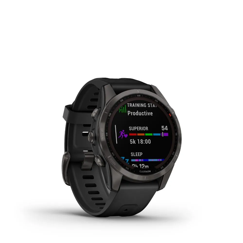 Garmin Fenix 7S Sapphire Solar (Carbon Grey DLC Titanium with Black Band)