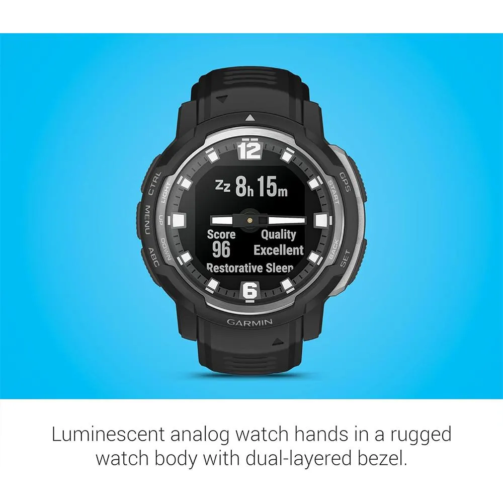 Garmin Instinct Crossover Rugged Hybrid Smartwatch Black with 2 Year Warranty