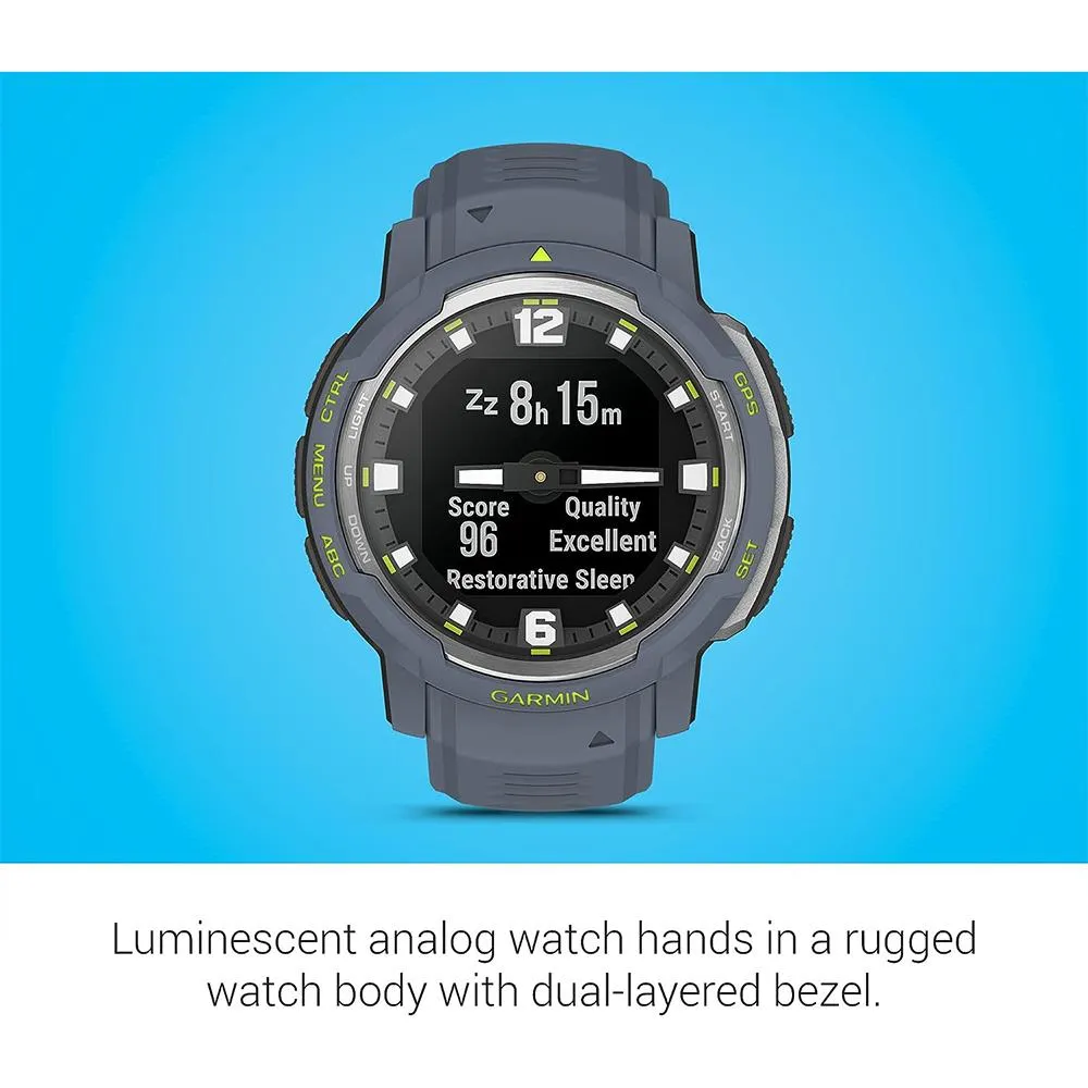 Garmin Instinct Crossover Rugged Hybrid Smartwatch Blue Granite 2 Year Warranty
