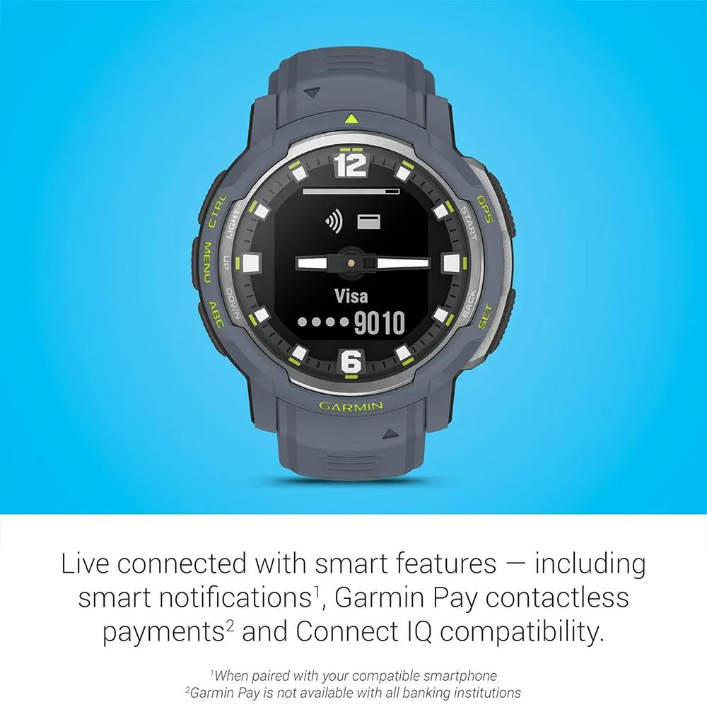 Garmin Instinct Crossover Rugged Hybrid Smartwatch Blue Granite 2 Year Warranty
