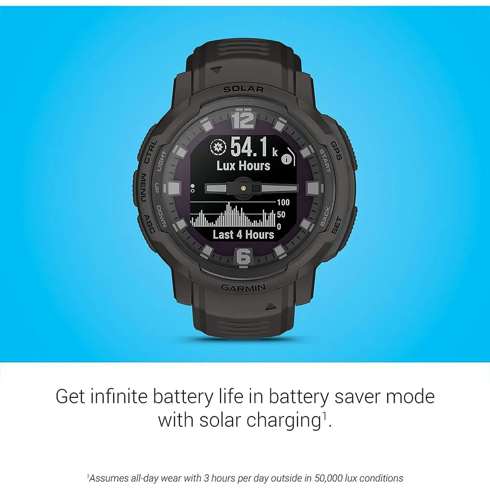 Garmin Instinct Crossover Solar Rugged Hybrid Smartwatch Graphite 2 Yr Warranty