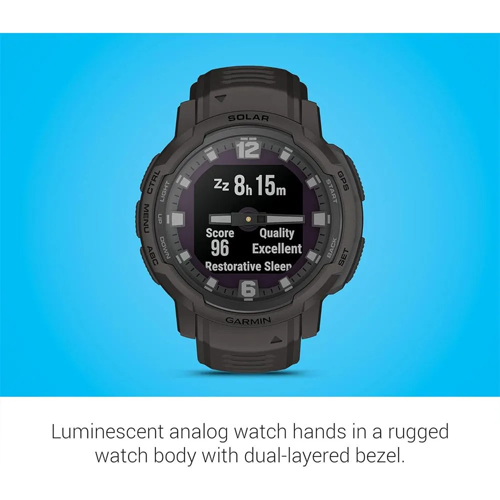 Garmin Instinct Crossover Solar Rugged Hybrid Smartwatch Graphite 2 Yr Warranty