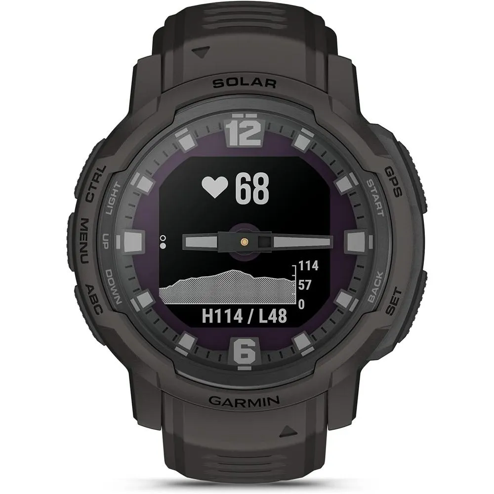 Garmin Instinct Crossover Solar Rugged Hybrid Smartwatch, Graphite w/ Fitness Bundle