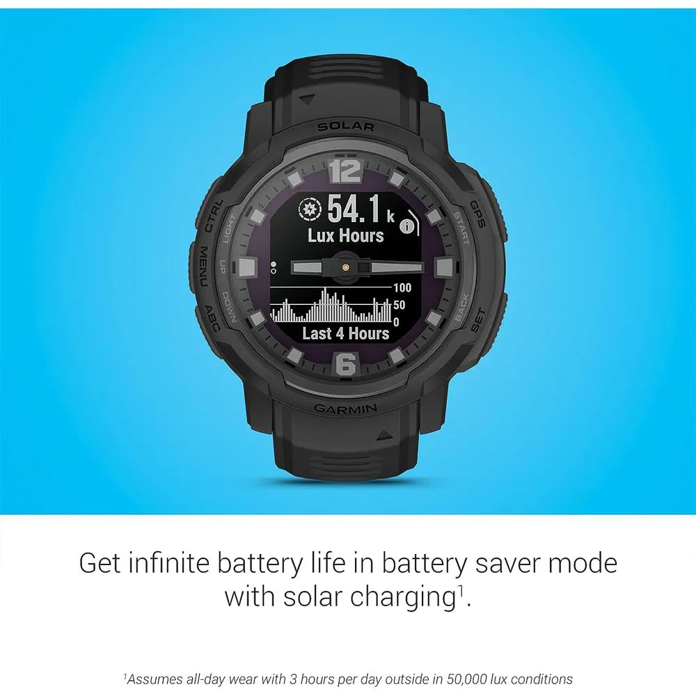 Garmin Instinct Crossover Solar Tactical Hybrid Smartwatch, Black w/ Accessories Bundle