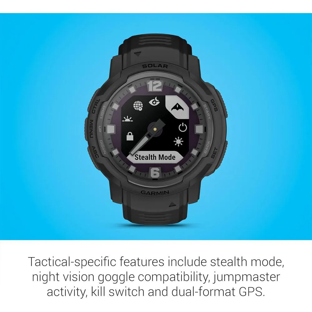 Garmin Instinct Crossover Solar Tactical Hybrid Smartwatch, Black w/ Accessories Bundle