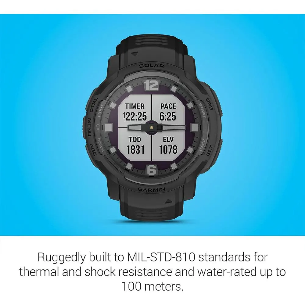 Garmin Instinct Crossover Solar Tactical Hybrid Smartwatch, Black w/ Fitness Bundle