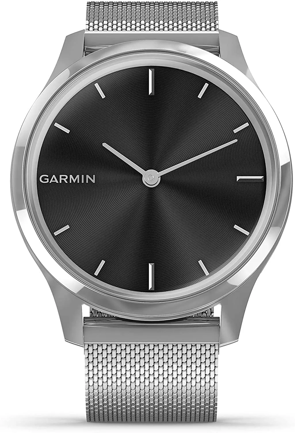 Garmin Vivomove 3 Luxe, Hybrid Smartwatch with Included Wearable4U Ultimate Black Earbuds with Charging PowerBank Case Bundle (Silver/Black, Milanese)