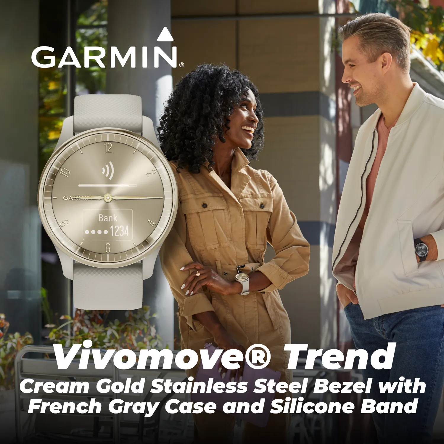 Garmin vivomove Trend 40 mm Hybrid Smartwatch, Hybrid Watch - 2023 Unisex Stylish Analog Fitness Watch with Touchscreen