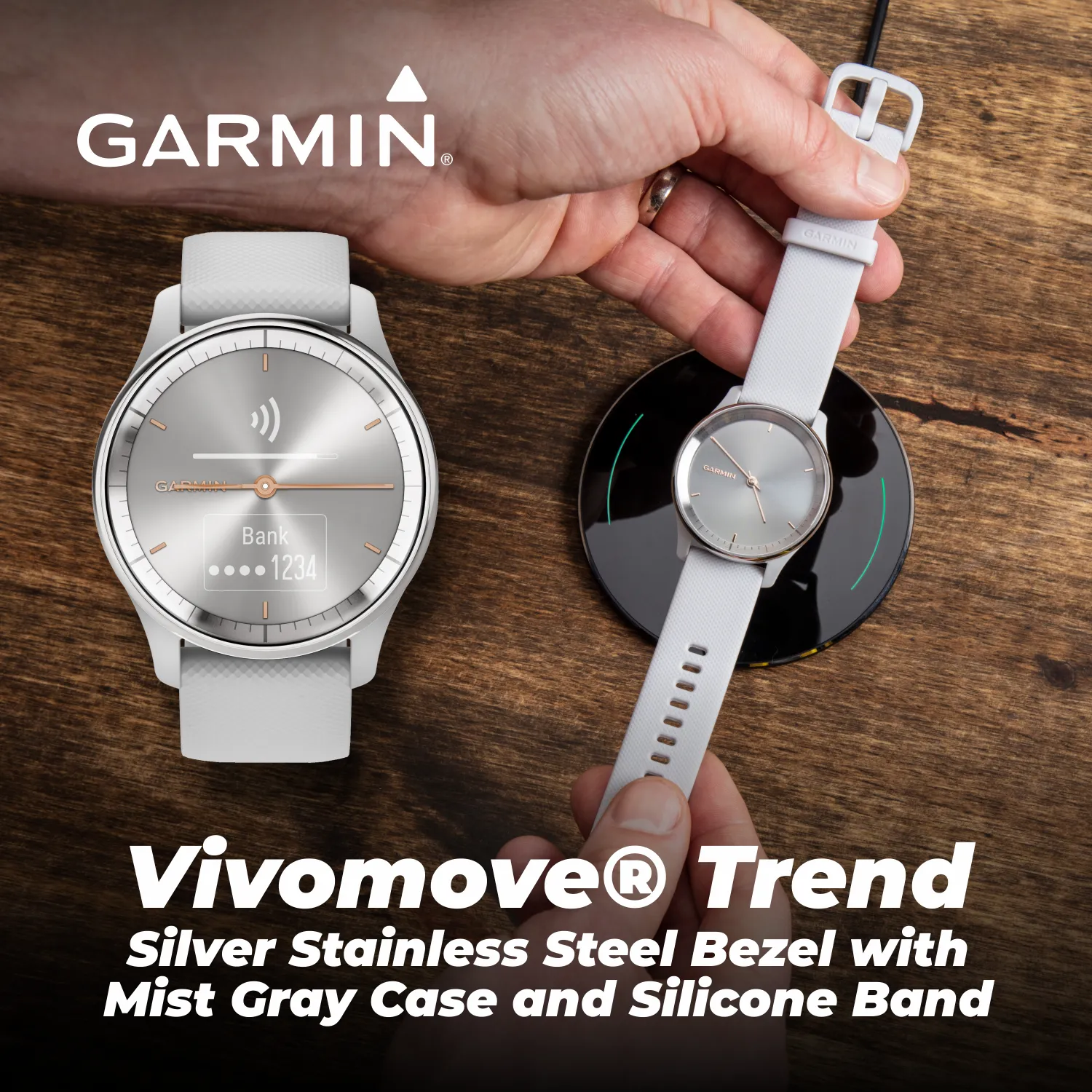 Garmin vivomove Trend 40 mm Hybrid Smartwatch, Hybrid Watch - 2023 Unisex Stylish Analog Fitness Watch with Touchscreen