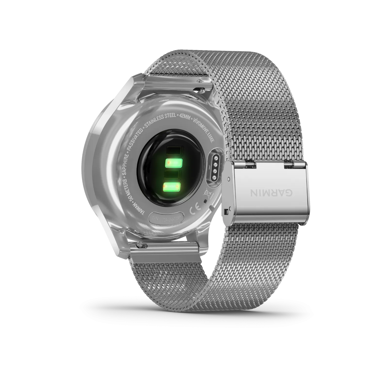 Garmin vívomove® Luxe Silver Stainless Steel Case & Silver Milanese Band 010-02241-03