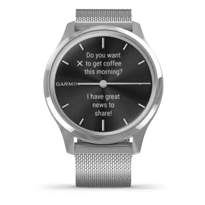 Garmin vívomove® Luxe Silver Stainless Steel Case & Silver Milanese Band 010-02241-03