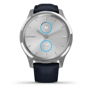 Garmin vívomove® Luxe Smart watch Silver and Navy Italian Leather 010-02241-00