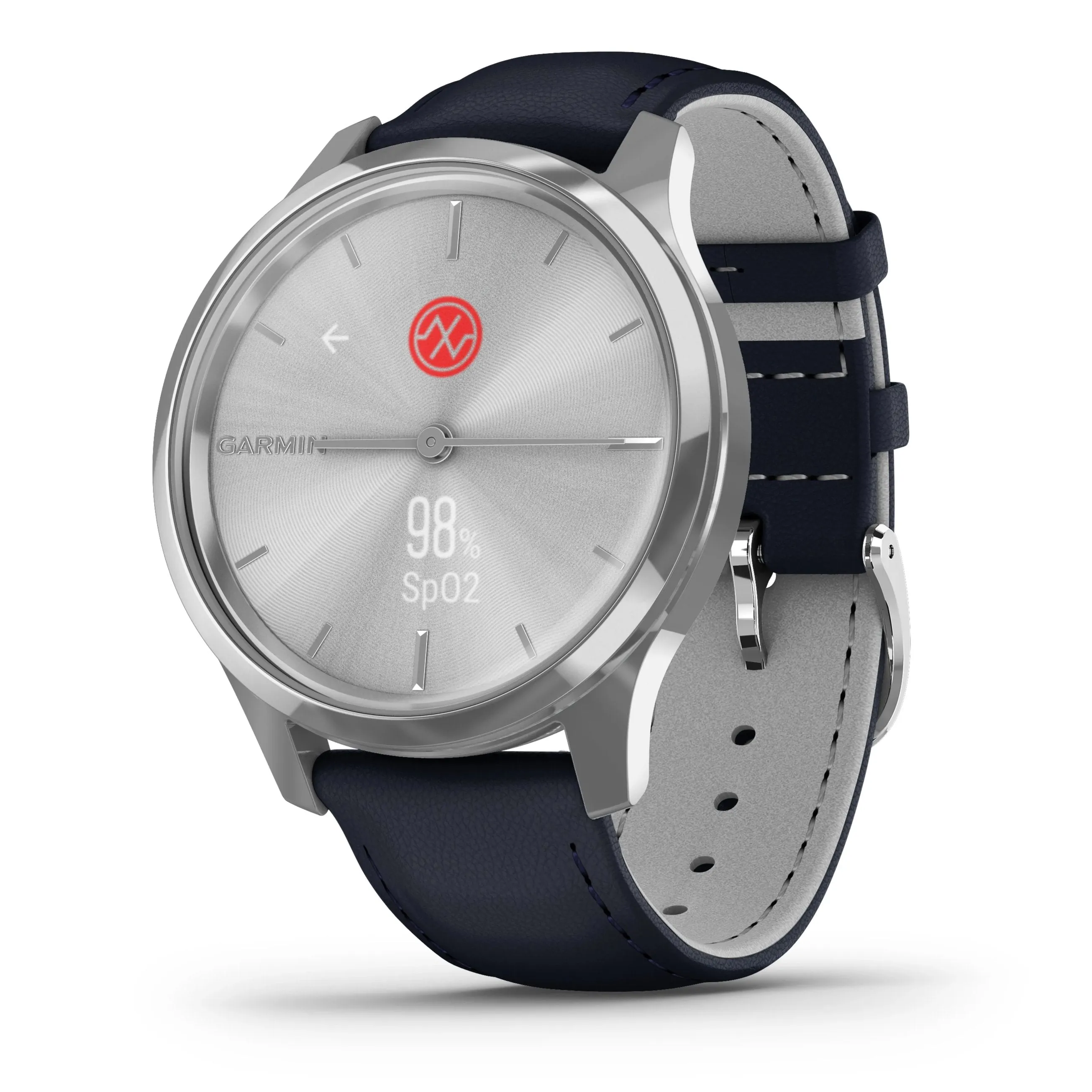 Garmin vívomove® Luxe Smart watch Silver and Navy Italian Leather 010-02241-00