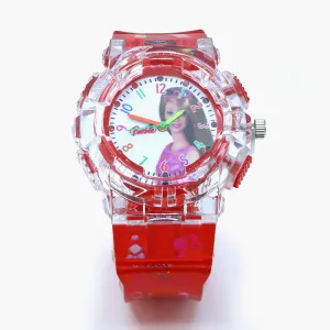 Girls Analog Watch Disco Light - Red