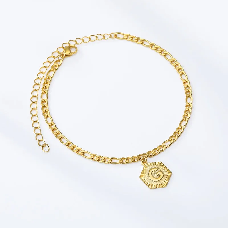 Gleaming Gold Initial Anklet