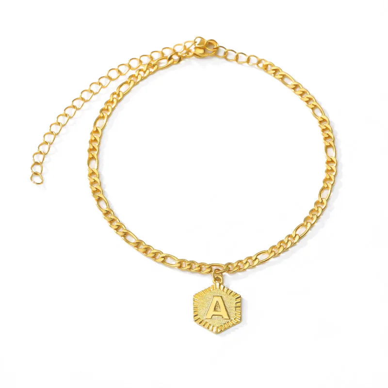 Gleaming Gold Initial Anklet