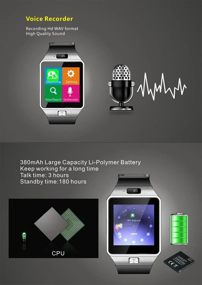 Gold Bluetooth Smart Watch GSM SIM for iPhone Samsung lg Android Phone Mate - UNISEX