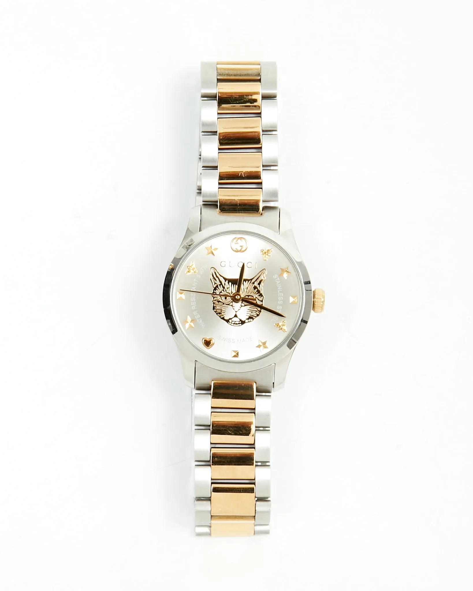 Gucci Two Tone Tiger Head Dial Face 27mm Watch