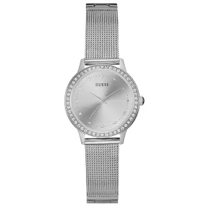 Guess Chelsea Silver Mesh Bracelet Silver Dial Quartz Watch for Ladies - W0647L6