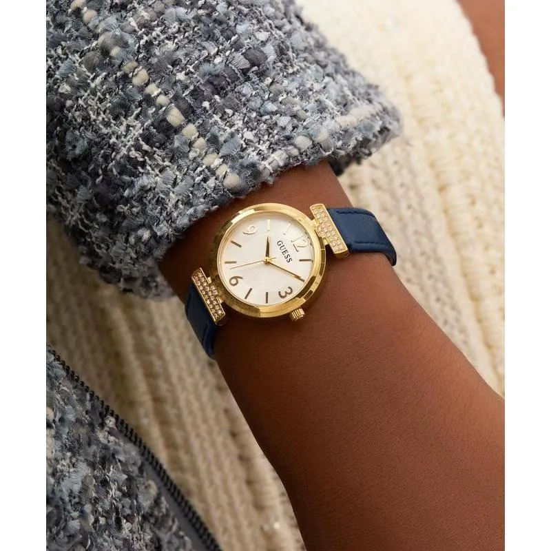 Guess Ladies Blue Gold Tone Analog Watch