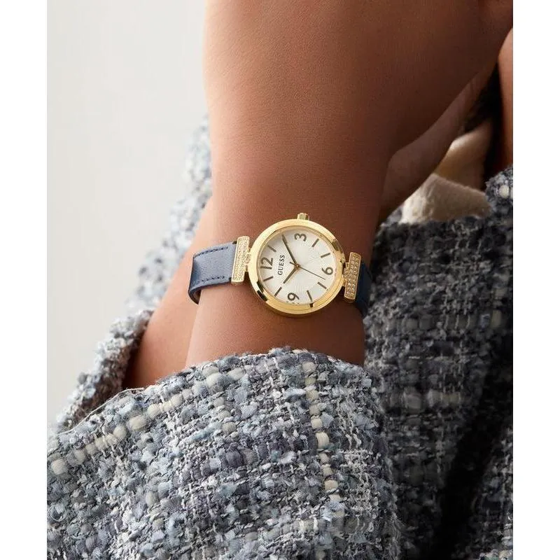 Guess Ladies Blue Gold Tone Analog Watch