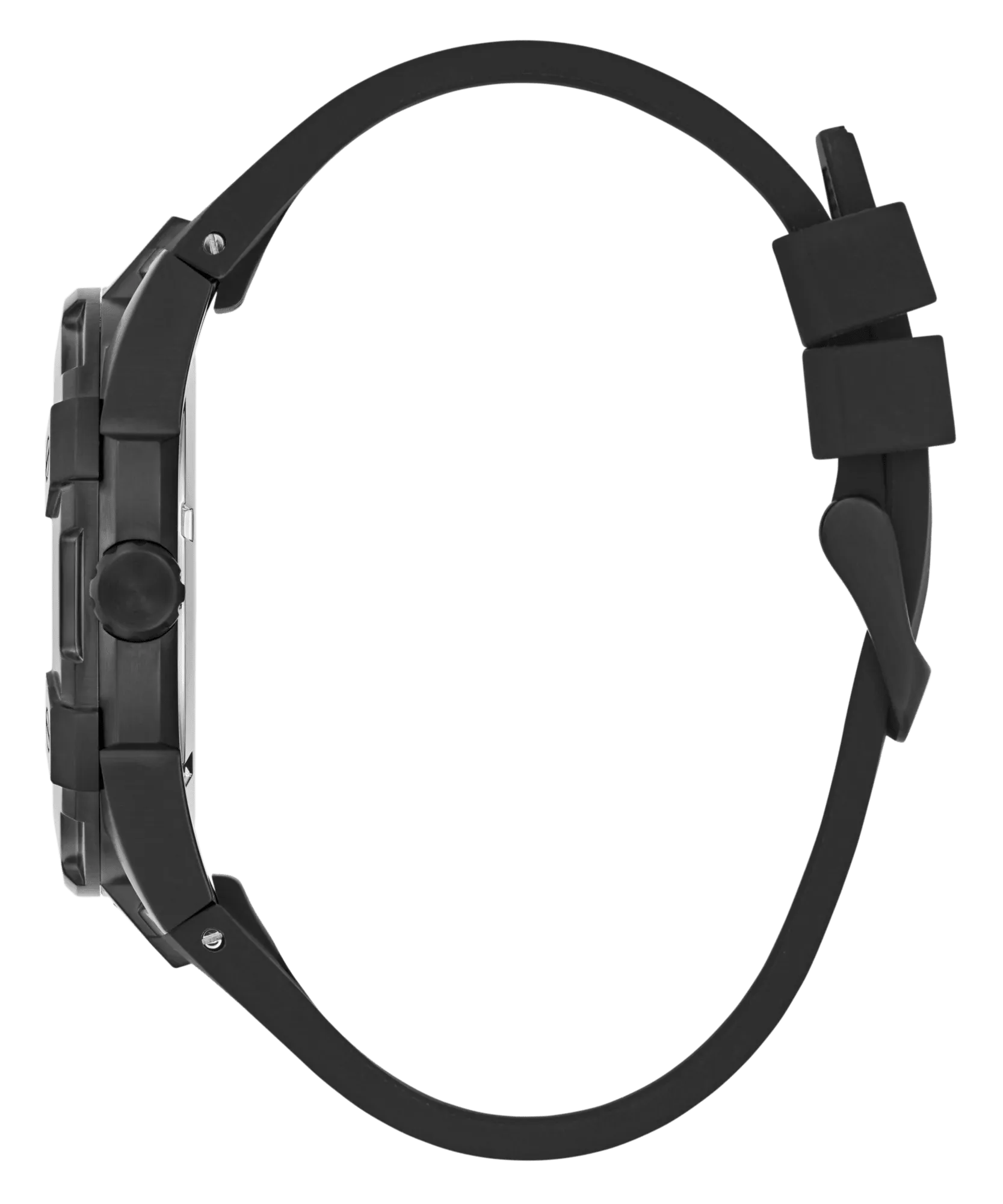 Guess Network Brushed Black Logo Case Sunray Black Logo Dial With Black Logo Silicone Strap GW0712G1