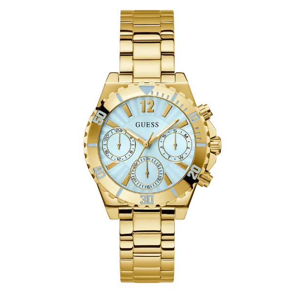Guess Phoebe Gold Stainless Steel Blue Dial Chronograph Quartz Watch for Ladies - GW0696L2