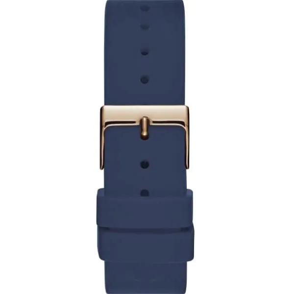 Guess Solar Blue Silicone Strap Silver Dial Chronograph Quartz Watch for Ladies - W1135L3