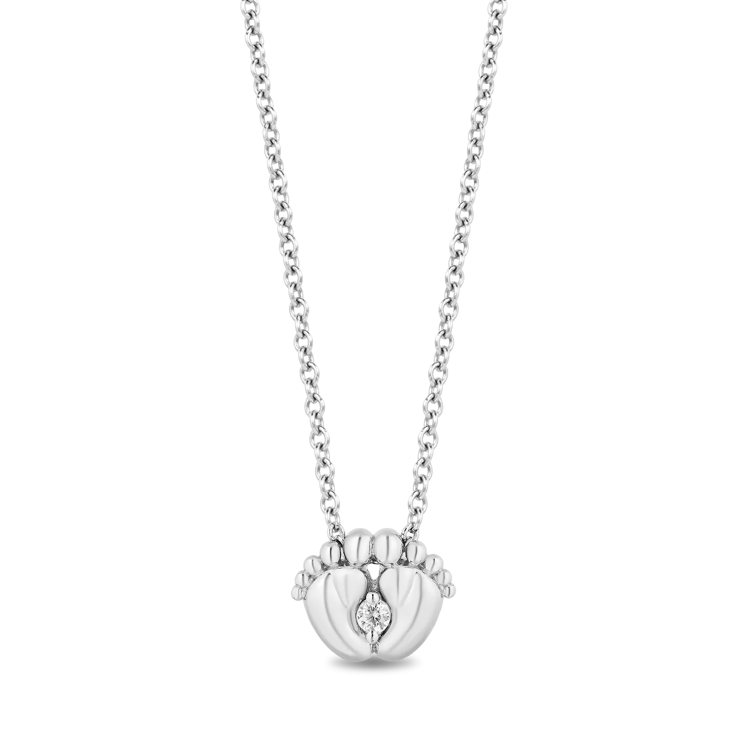 Hallmark Fine Jewelry Footsie Pendant in Sterling Silver with Diamond
