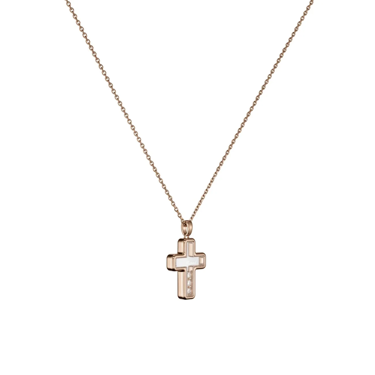 Happy Diamonds Ethical Rose Gold Diamonds Cross Pendant Necklace