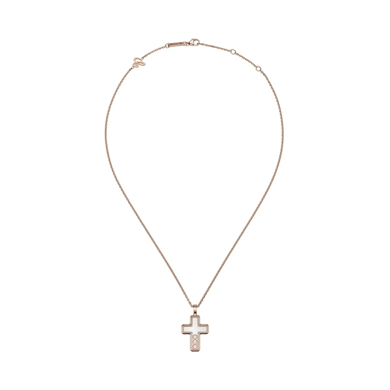 Happy Diamonds Ethical Rose Gold Diamonds Cross Pendant Necklace